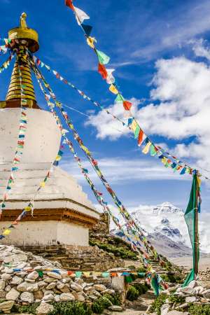 Mt. Everest Chomolangma and Rongbuk Monastery, Tibet