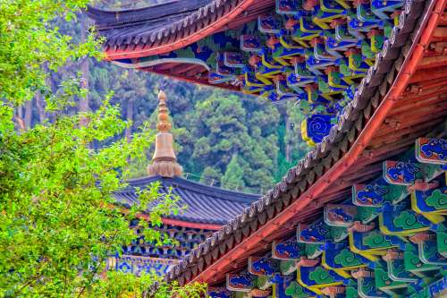 Brightly painted Chinese architecture