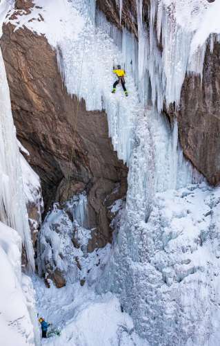 Ice climbing at the Ouray Ice Park, Colorado