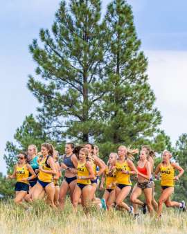 Northern Arizona University womens cross country team competing in a meet in Flagstaff Arizona